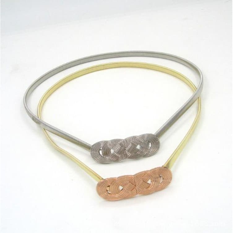Metal primavera cintura corrente estilo nó chinês fivela de 8 caracteres torção geométrica 1cm de largura Multi-tamanho