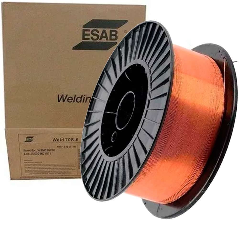 Arame para solda mig sólido cobreado 0,8 mm rolo 15 kg Esab - 70S6 - Esab