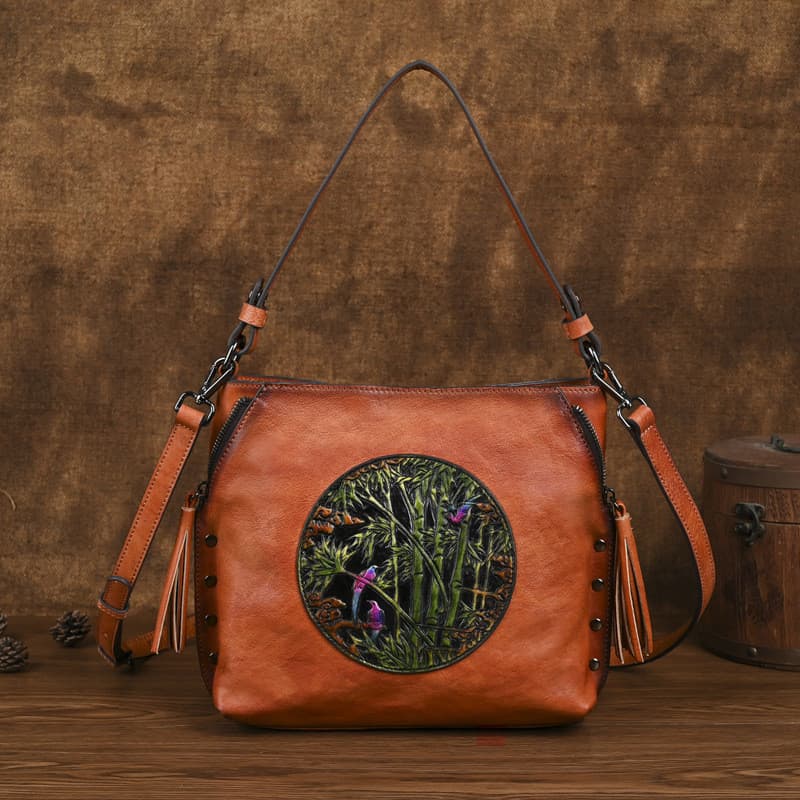 Bolsa de textura de couro macio feminina 2025 novo estilo Retro em relevo temperamento All-Match balde saco moda um ombr