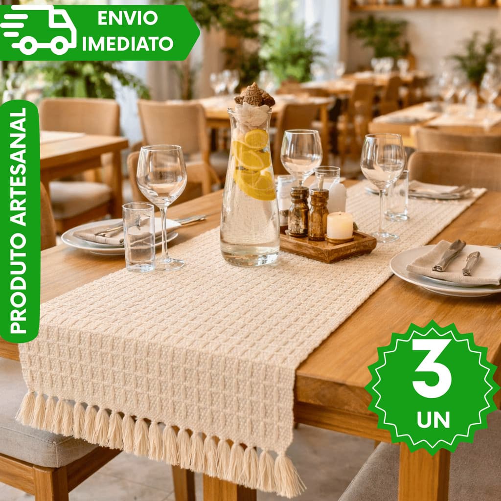 Caminho de Mesa Artesanal Tear Luxo  1/3 Decoração Mesa Posta Buffet Eventos Vitrines Alta Qualidade