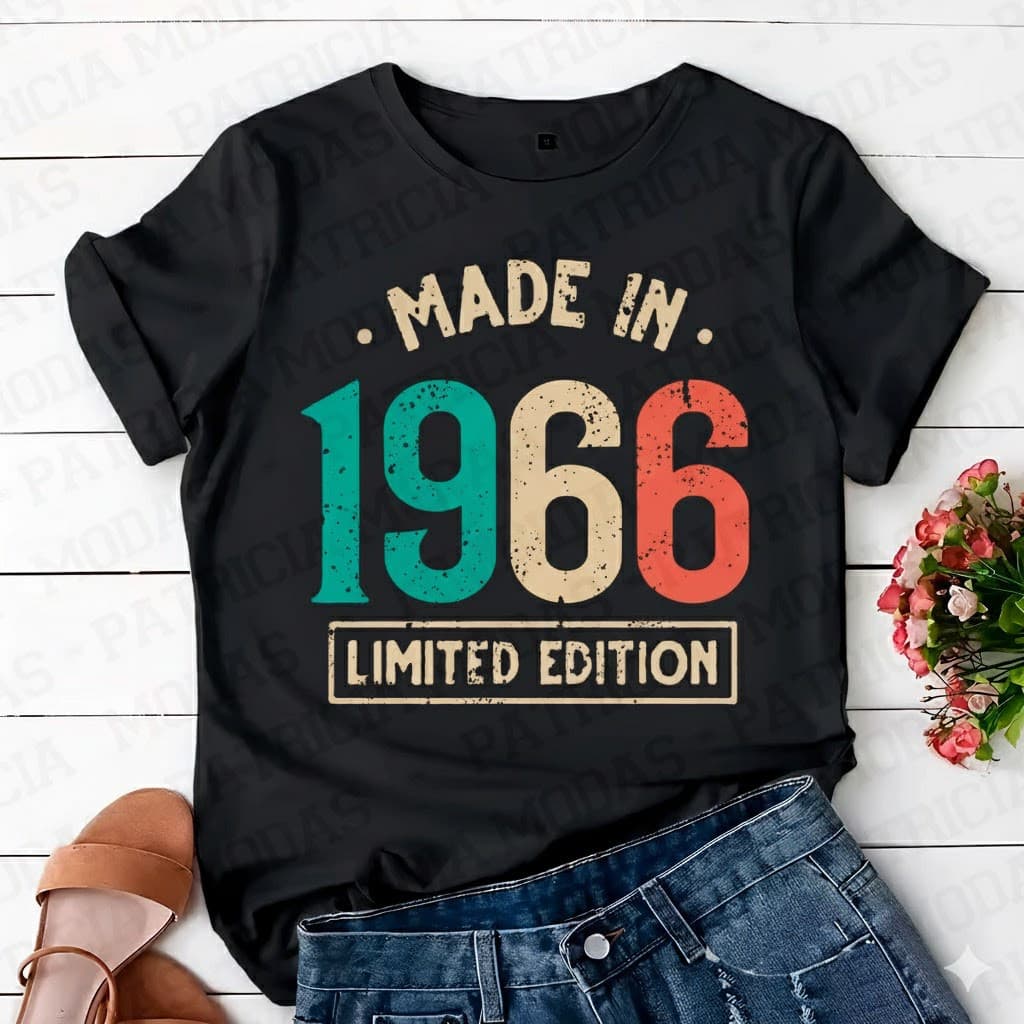 Camiseta Estampada Unissex Vintage Ano 1966 Em Alta Casual Verão Personalizado