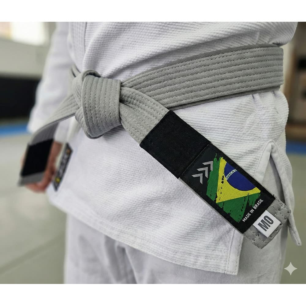 Faixa Jiu Jitsu Com Ponta Preta Visual Tradicional Alta Resistência Profissional