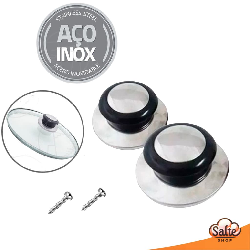 Kit 2 Pegadores Universal Tampa de Panela em Aço Inox Par Pegador de Tampa Puxador salte shop Salte Oficial