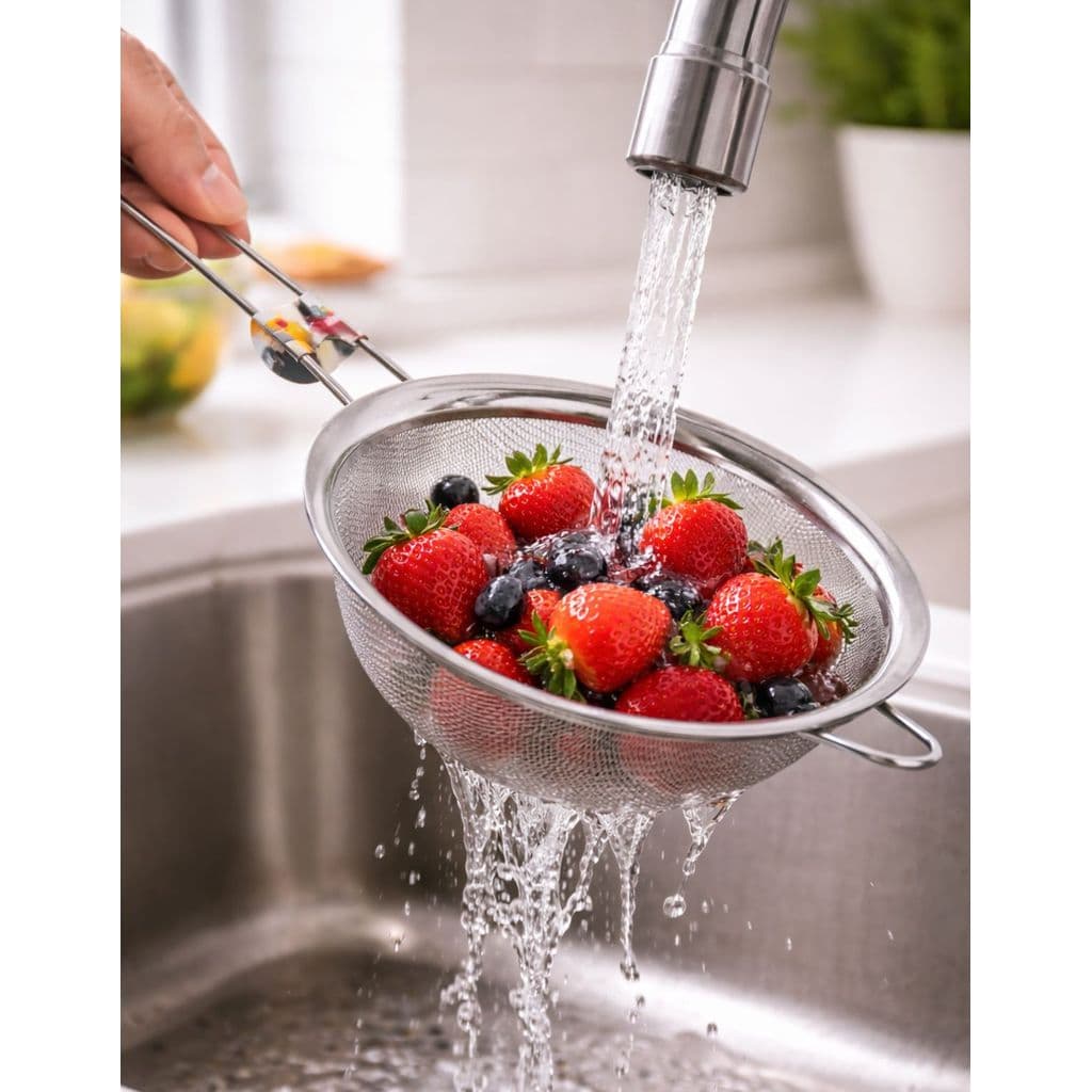 Peneira Inox Cozinha 14/16cm Malha Fina Multiuso Chá Farinha