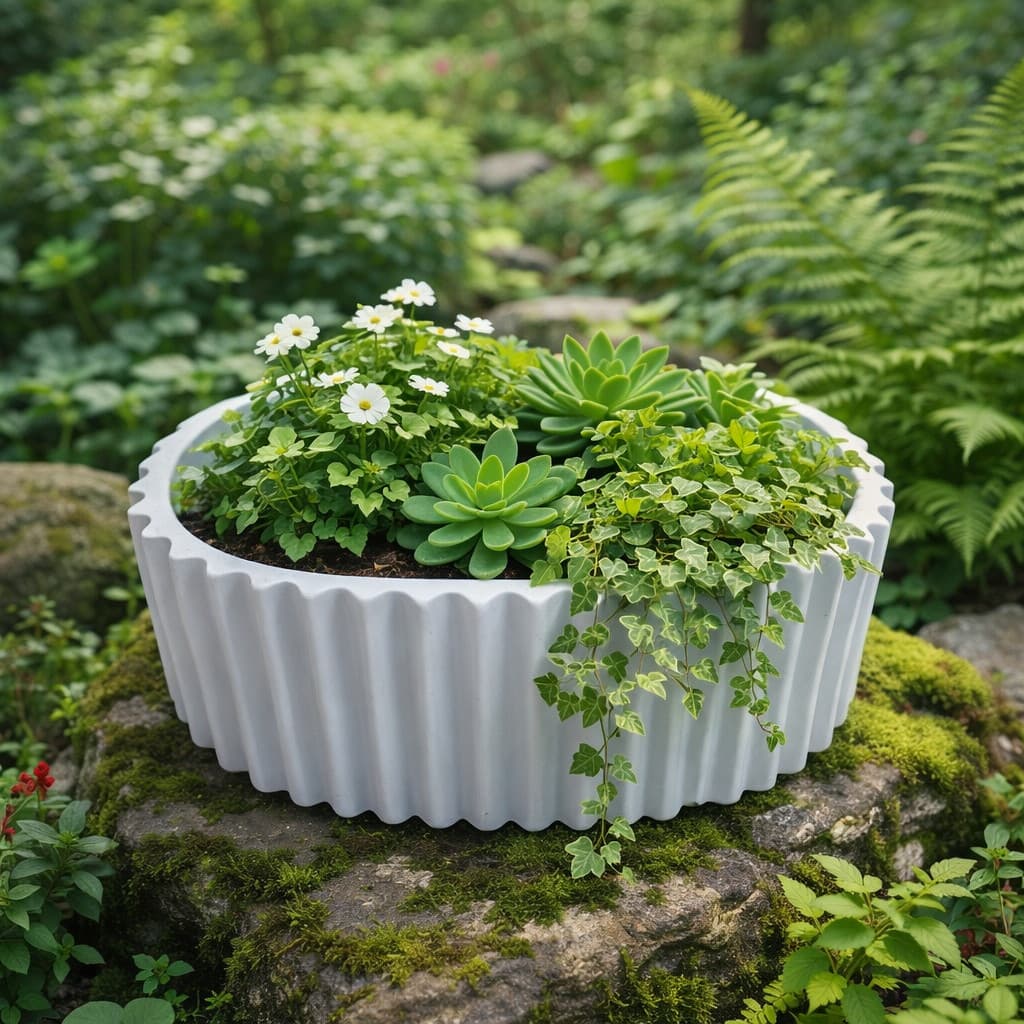 Vaso de Planta em Concreto Rústico Decorativo para Jardim e Suculentas