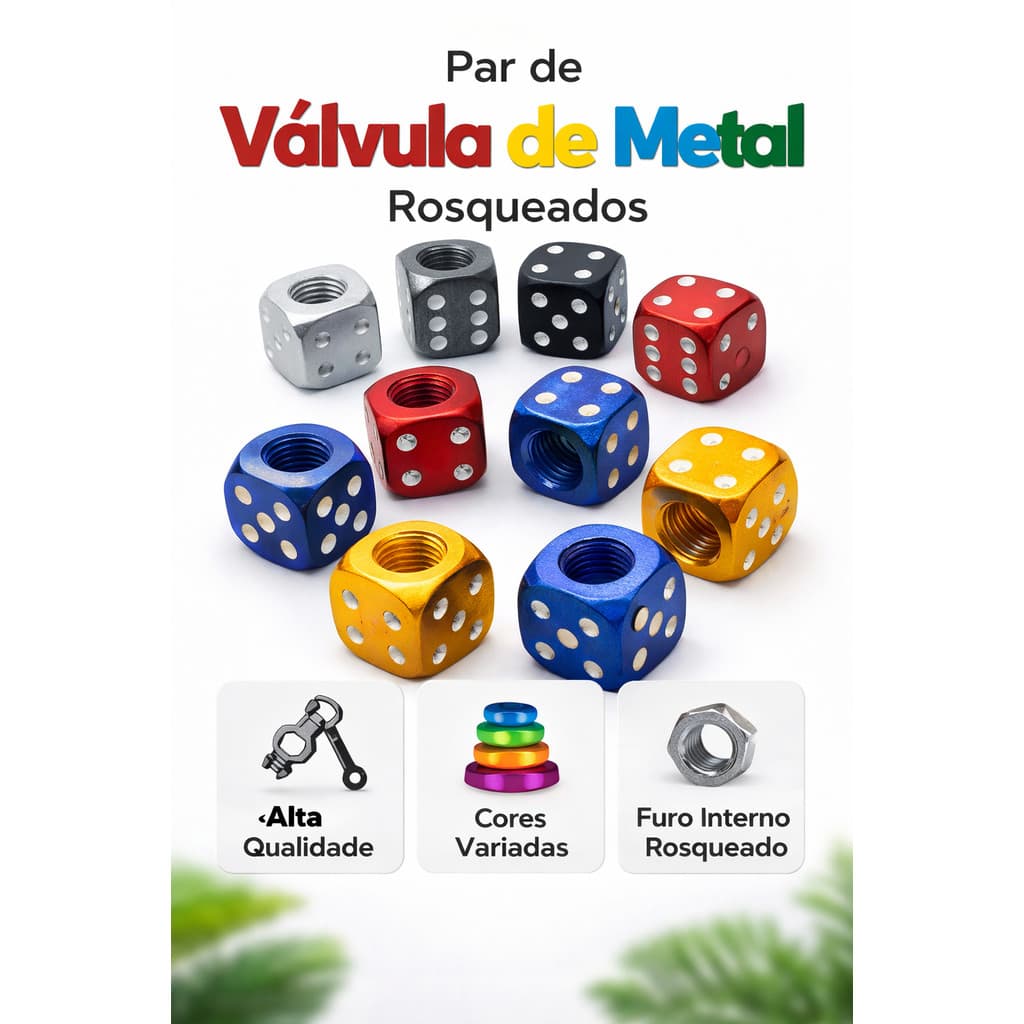 Par Válvula Dado Alumínio Moto Carro Bike Universal Colorida