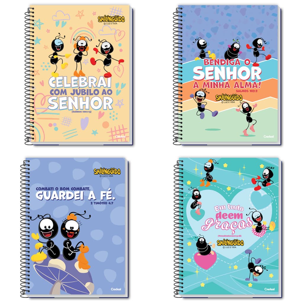 Caderno Universitário Smilinguido Credeal 1 ou 10 Matérias Capa Dura Escolar