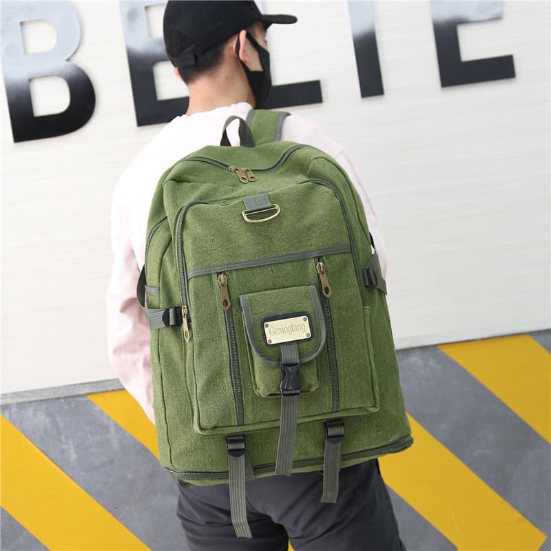 Novo estilo 100L aumentado Super grande capacidade mochila engrossado lona saco de bagagem de trabalho das mulheres dos