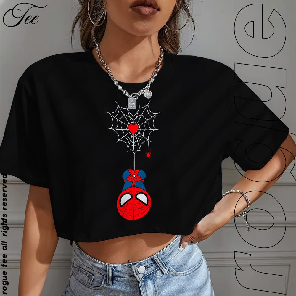 Blusa Cropped Feminina T-shirt Homem Aranha super fofo