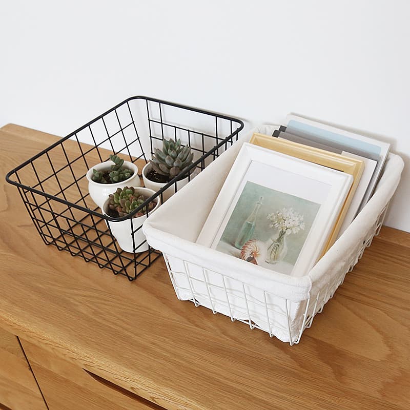 Novo estilo japonês cesta de armazenamento de ferro cesta de armazenamento de mesa caixa de armazenamento do banheiro ce