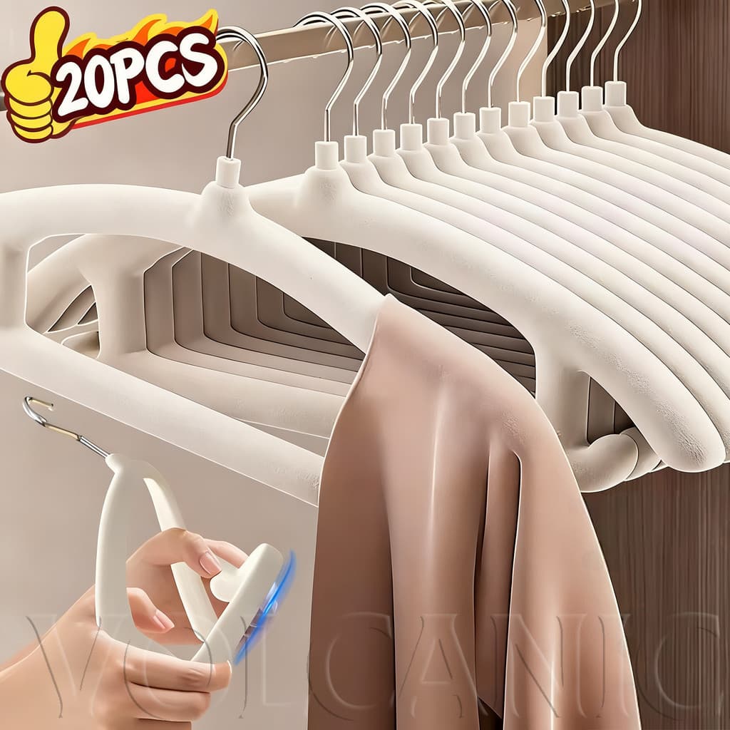 [Envio Rápido] Cabides De Veludo Ecológicos – Design Semicírculo Antiderrapante Flocado , Economia De Espaço Forte E Fle