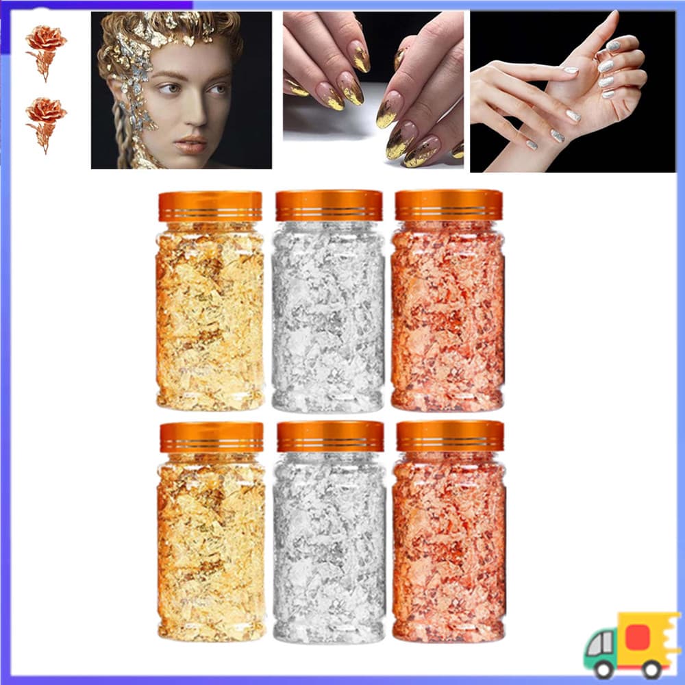 Folha de ouro de imitação enlatada, papel de folha de prata, imitação de ouro rosa 2g/garrafa pintura artesanal banhado