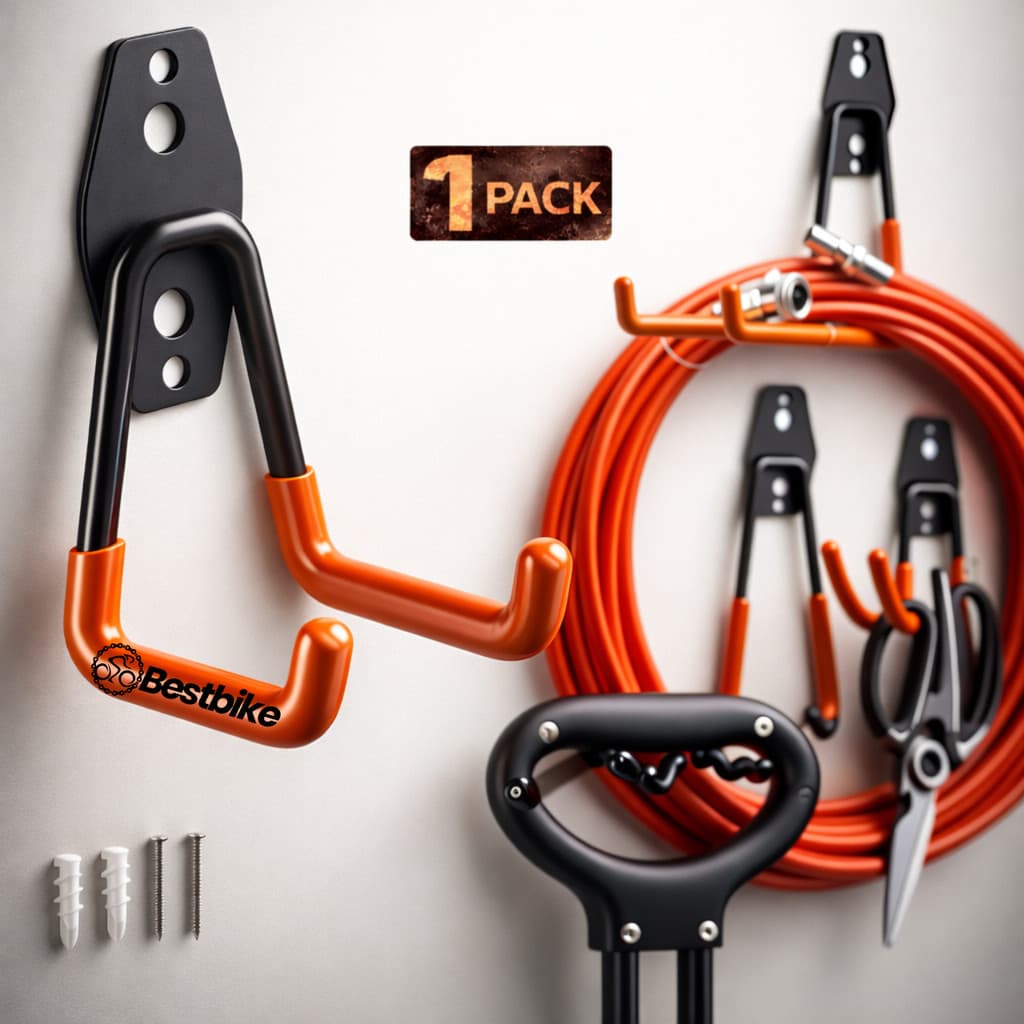 Suportes De Parede Aço Multiuso 20kg Gancho Horizontal Bike Mangueira Escada Ferramentas Organização Garagem Oficina