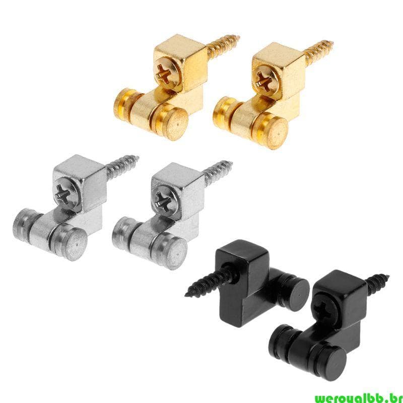 weroyalbb 2 Peças Retentores Cordas Metal Preto Árvores Rolo Guitarra Baixo Acessórios