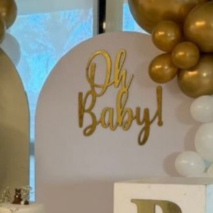 Placa Decorativa Oh Baby Chá Revelação Acrílico Espelho
