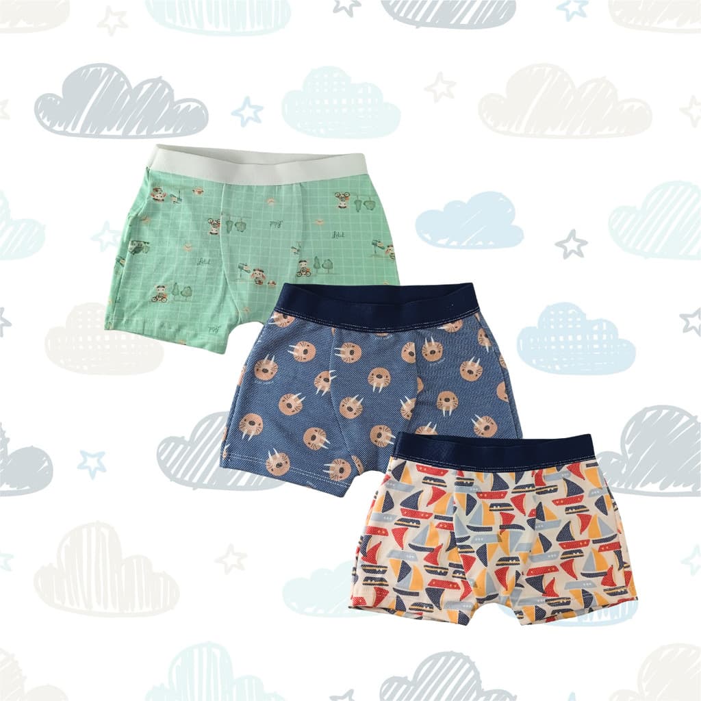 Kit 3 Cuecas Infantis Boxer Algodão Meninos