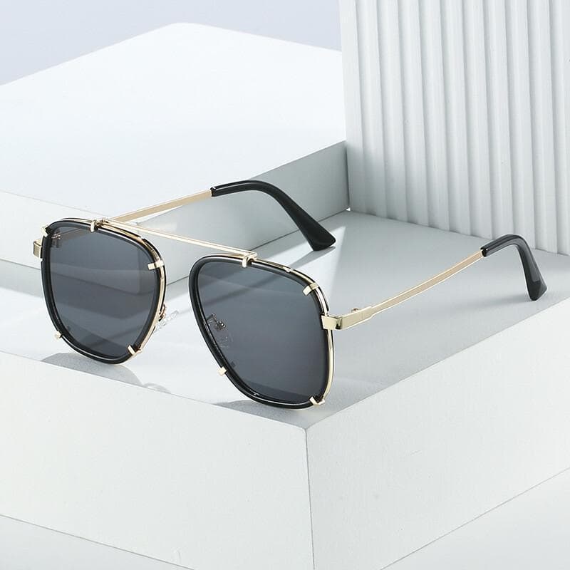 Óculos de Sol Quadrados de Metal Estilo Punk para Mulheres e Homens, Retro, Modernos, para Viagens e Pesca, UV400--*-&&-