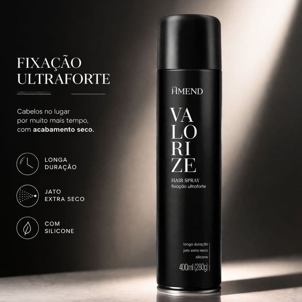 Hair Spray Valorize Fixação Ultraforte 400ml  - Amend Cosmetics
