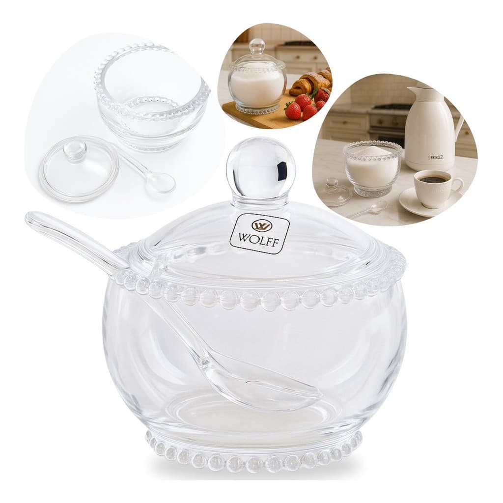 Wolff Açucareiro Pearl De Cristal Com Colher Transparente