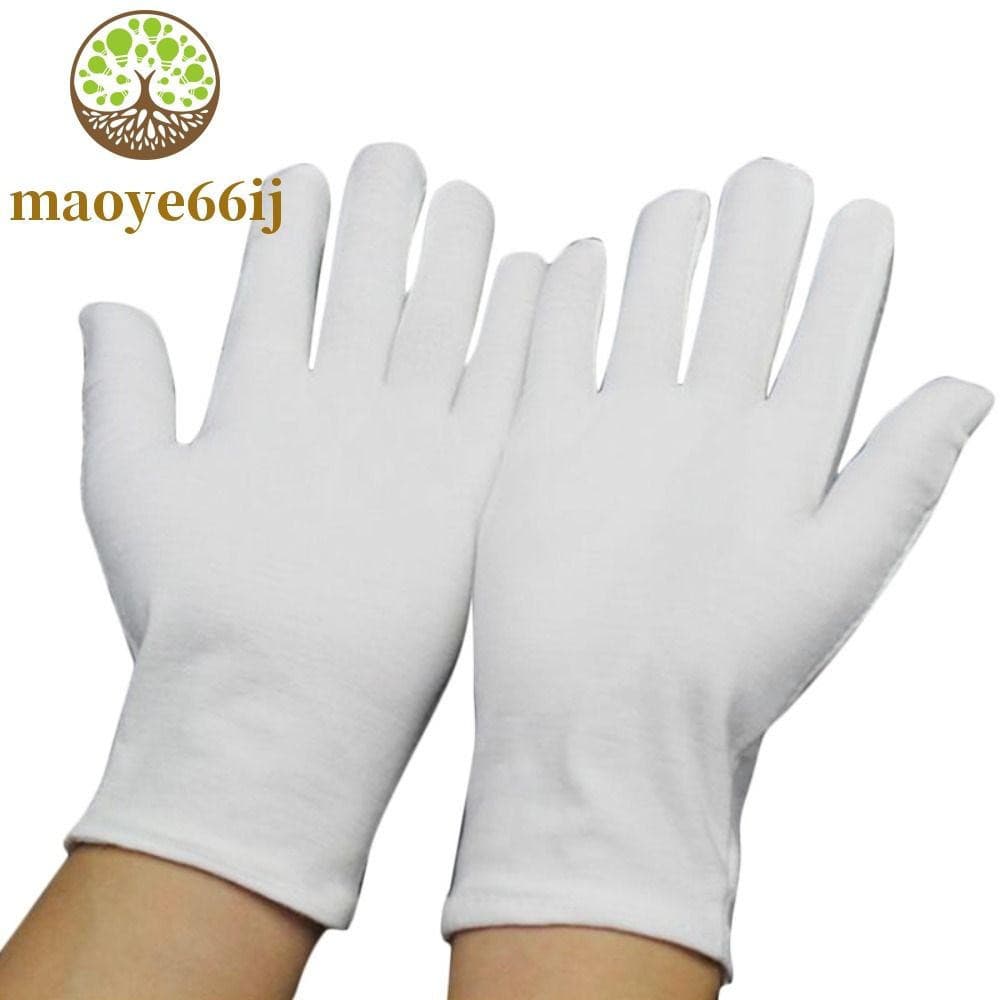 MAOYE66 2 Pares De Luvas De Joias , Algodão Branco Com Dedos Inteiros , Luz Extensível