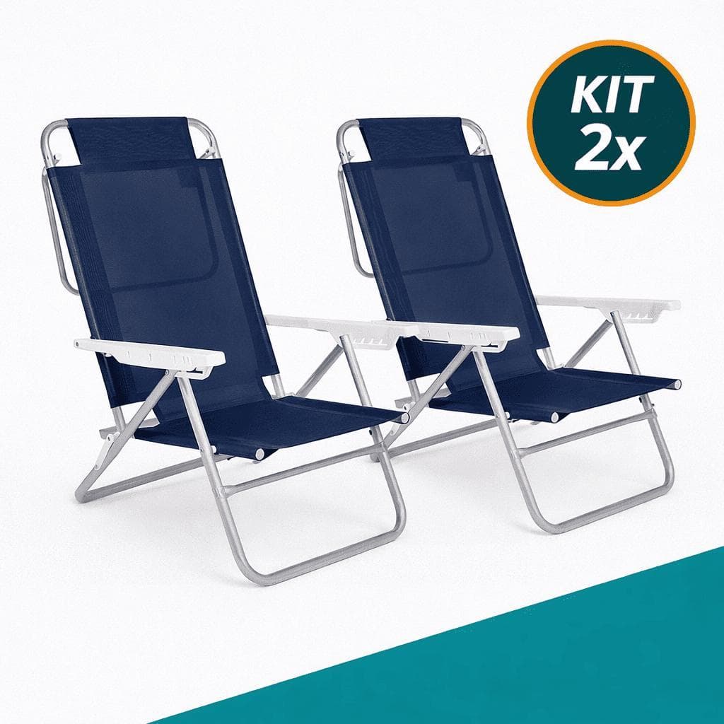 Kit 2 Cadeira Summer Para Praia Mor Dobrável Leve Confortável Piscina Camping