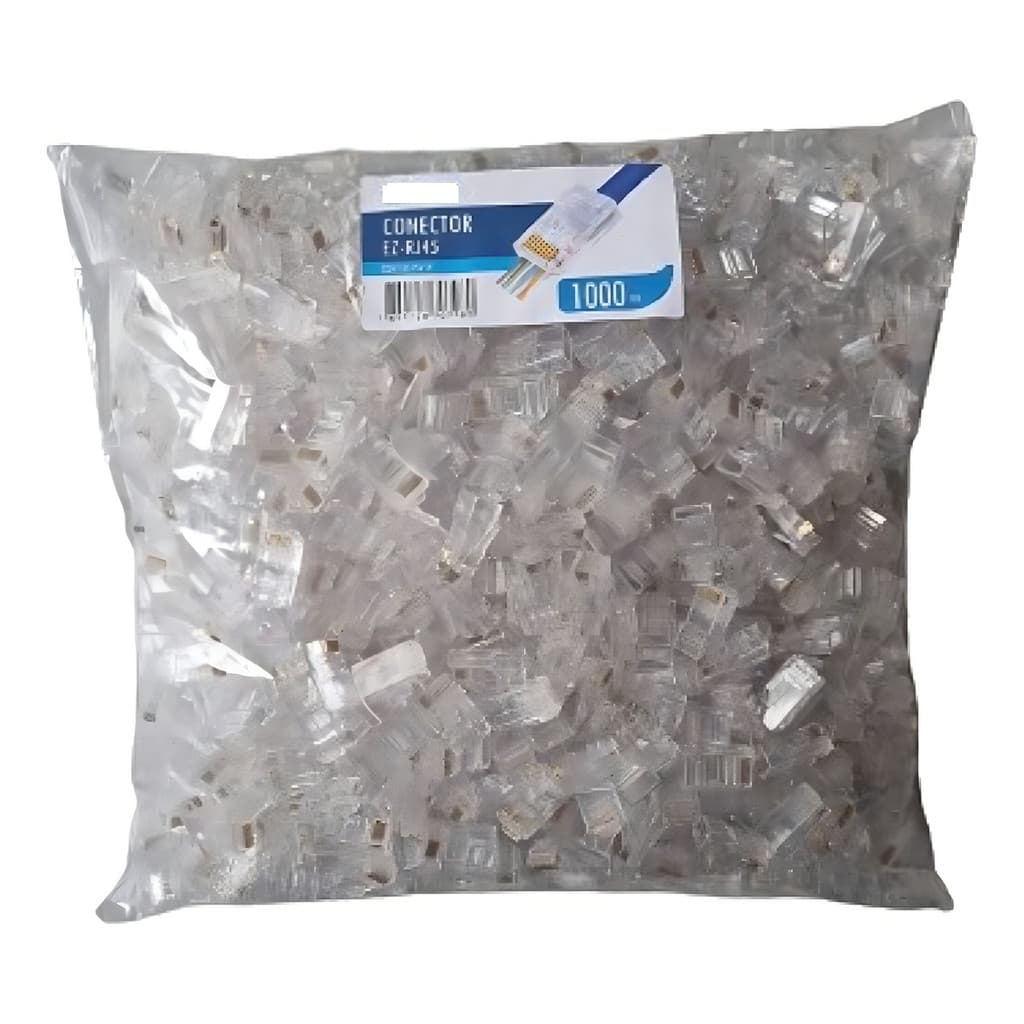 Conector Rj45 Vazado Cat5e Cat6 Exbom 1000 Unidades Pass-through