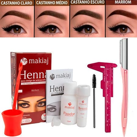 Conjunto De Henna E Kit De Sobrancelha Com Régua Design De Faca