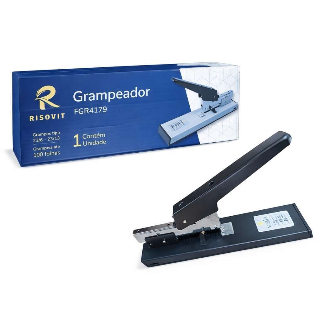 Grampeador Grande de Mesa Profissional Grampear  Até 100 Folhas Compátivel Com Grampos 23/13, 23/10, 23/08 e 23/06