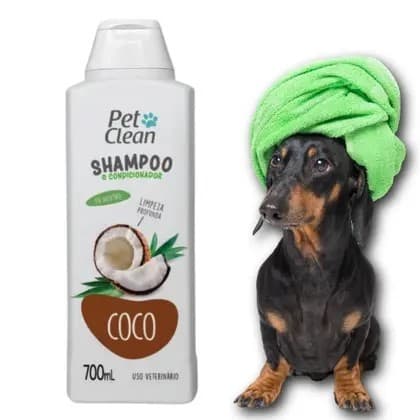 Shampoo E Condicionador Pet Clean Coco 2 em 1 Limpeza Suave e Pelagem Macia para Cães e Gatos 700ml