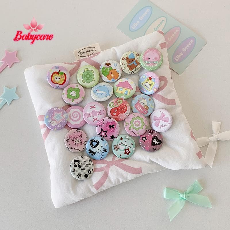 BYCE > 6 Pçs Bonito Dos Desenhos Animados Botão Emblema Retro Meninas Crianças Mochila Lápis Saco DIY Decorativo Broche