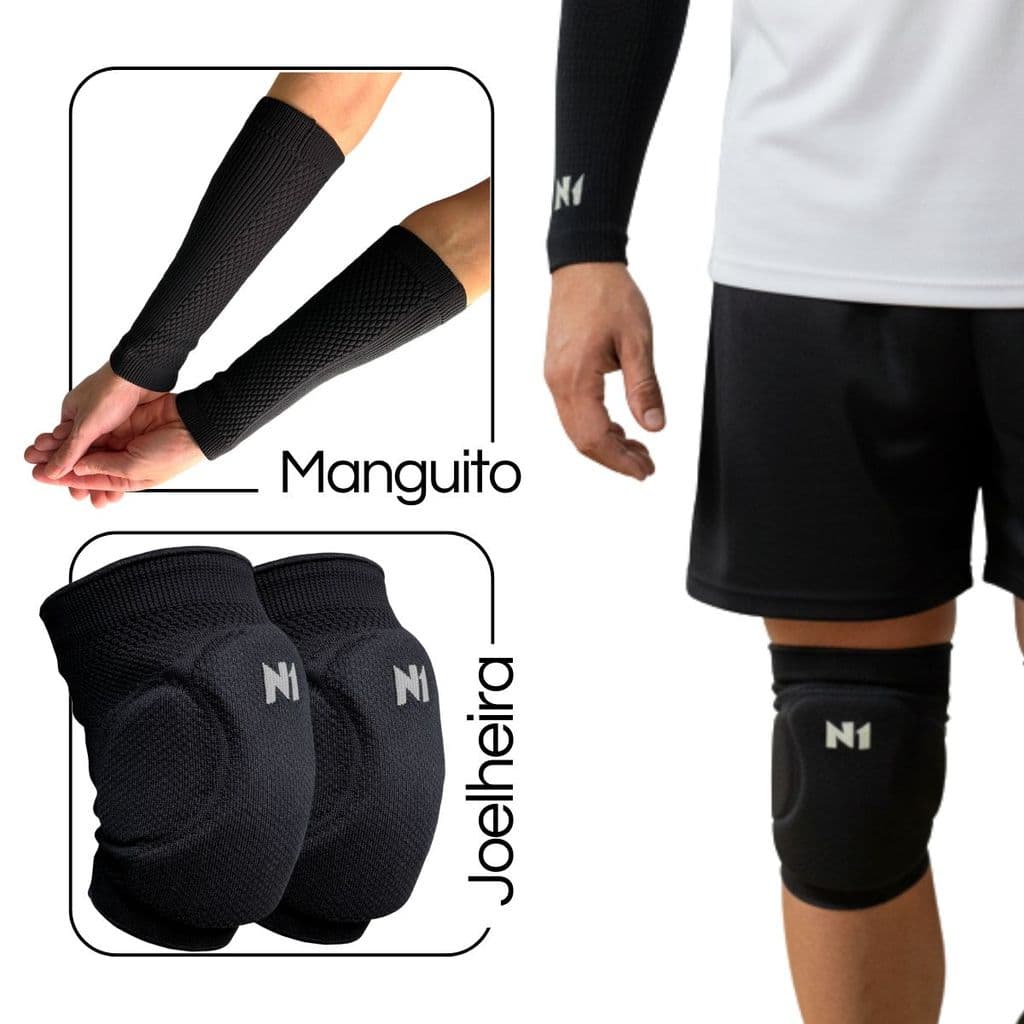 Kit Vôlei Joelheira Manguito Protetor Antebraço Spry N1Sport