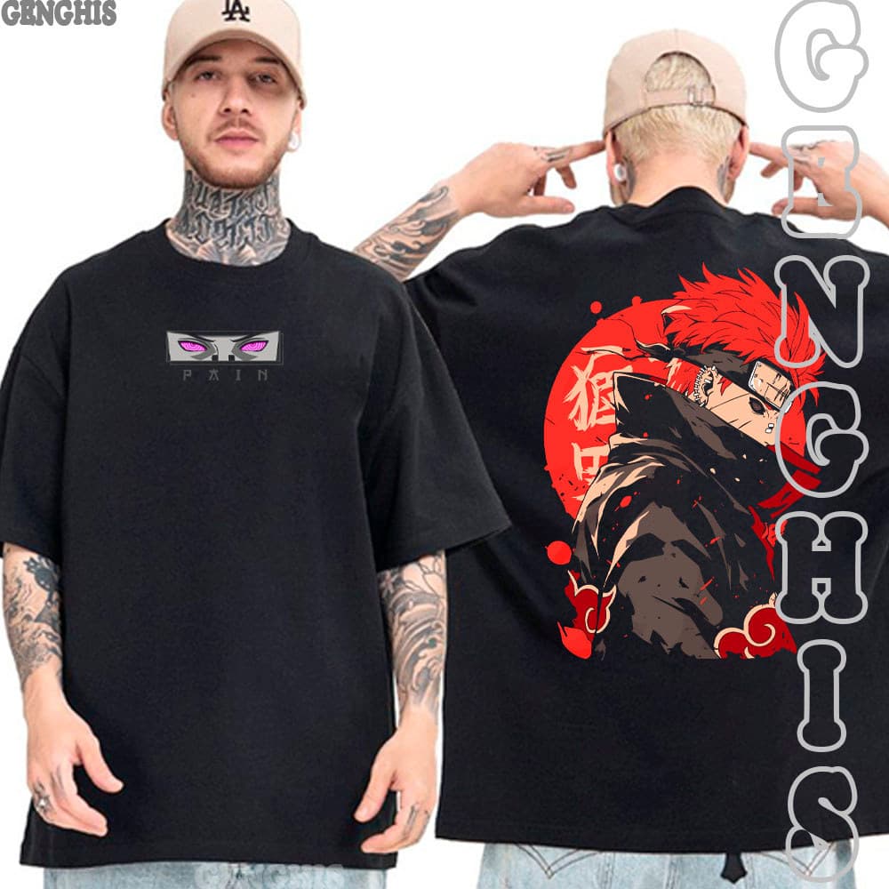 Camiseta Pain Vilão Nagato Akatsuki Anime Manga Naruto Camisa Basica e Oversized Plus Size Unissex