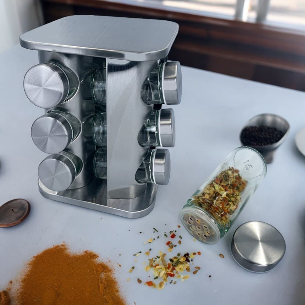 Porta Temperos Giratório 12 Potes Base Rotativa Cozinha Bancada Pia Organizador