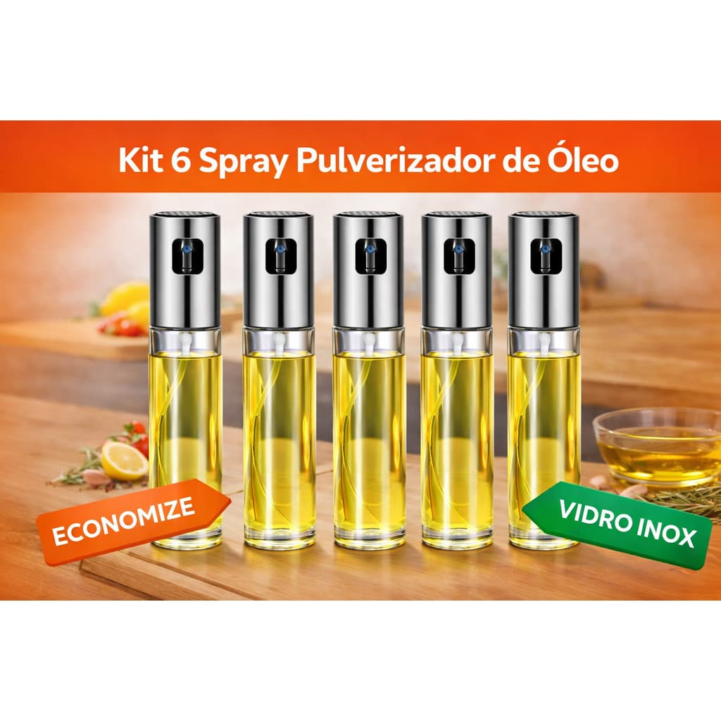Kit Com 6 Spray Pulverizador de Vidro Óleo Azeite Vinagre Na Frigideira 100ml