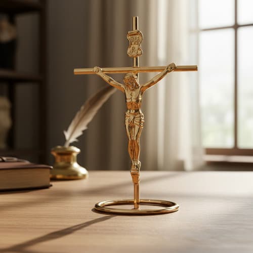 Crucifixo De Mesa 12x7 Dourado Lindo Acabamento