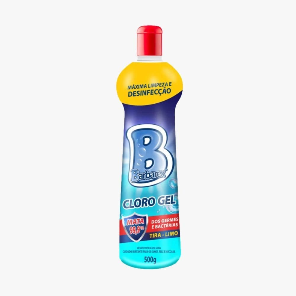 Cloro Gel Barbarex 500g Máxima Limpeza e Desinfeta Tira Limo Alto Poder de Remoção Multiuso SB