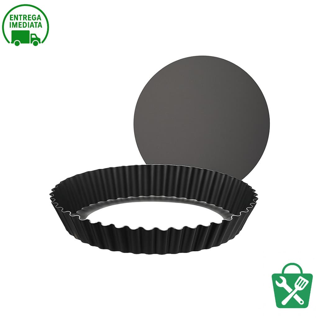 Kit 3 Formas de Torta e Bolo Fundo Removível Antiaderente 24cm Quiche
