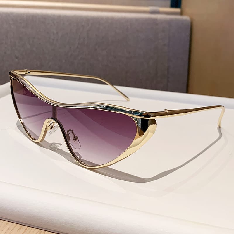 Óculos de Sol Vintage Y2K Punk Cat Eye para Mulheres, Óculos de Sol de Uma Peça Estilo Shield, Tendência 2026, Óculos pa