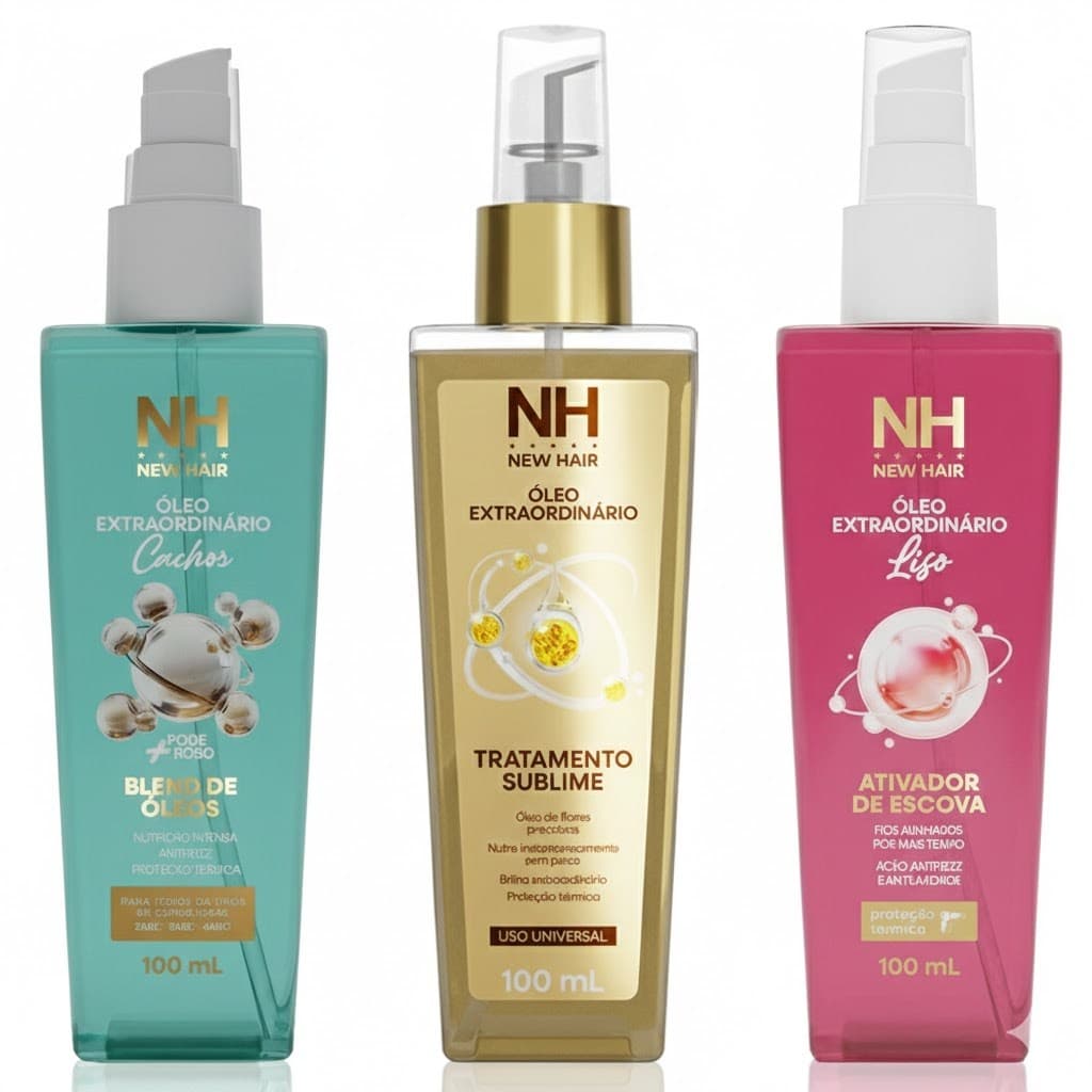 Óleo Extraordinário, Lisos e Cachos 100ml New Hair - Ativador de Escova e Protetor Térmico