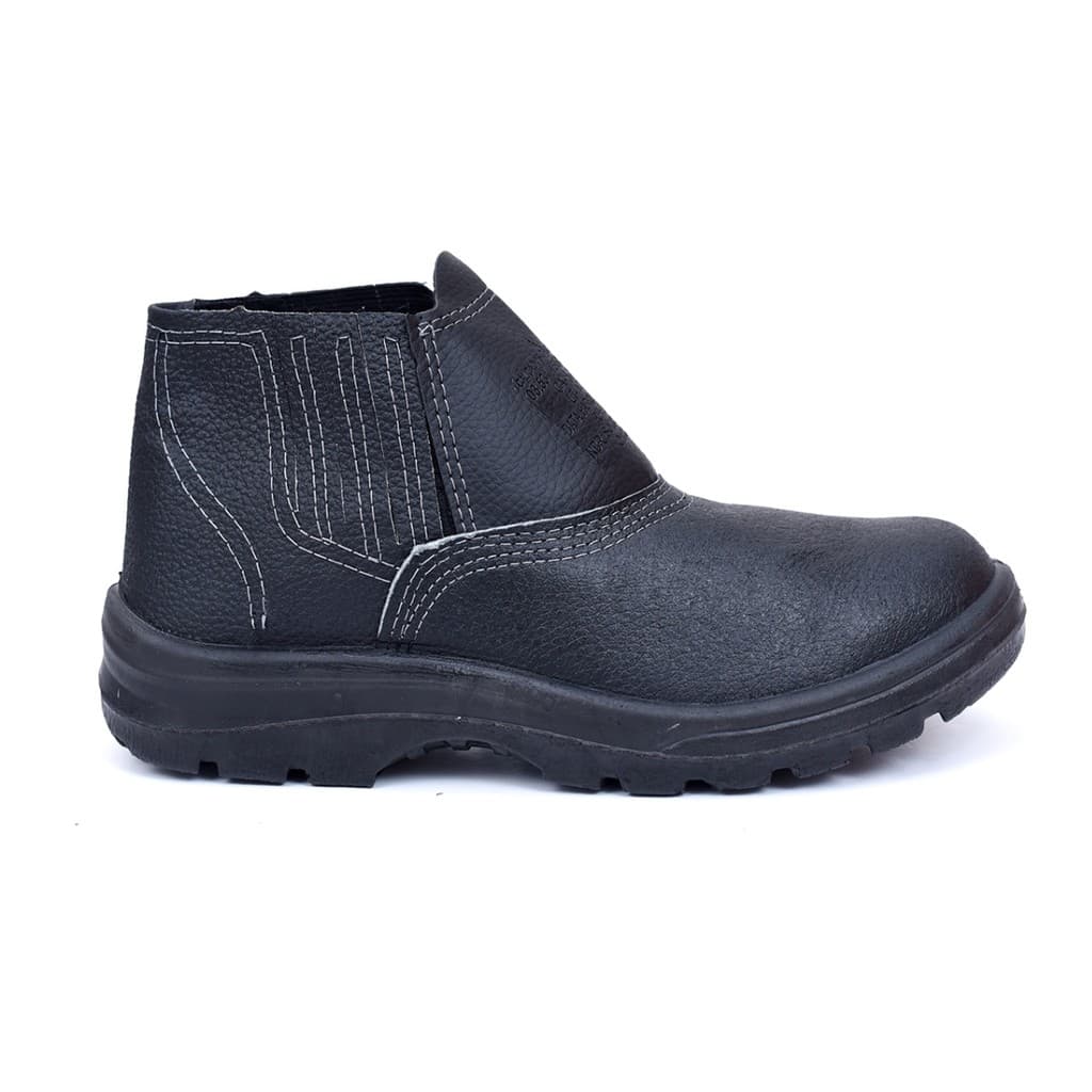 Botina Segurança Obra Couro Solado PU Bico PVC Bota Com CA Ideal Para Serviços Operacionais