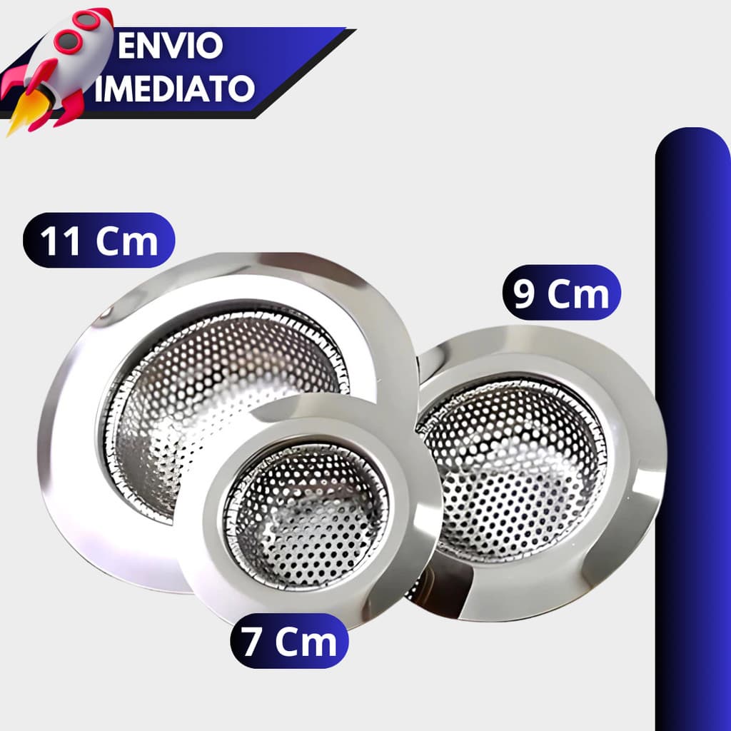 Kit Ralos de Pia Aço Inox 11cm, 9cm e 7cm ou unitário – Protetores para Cuba de Cozinha