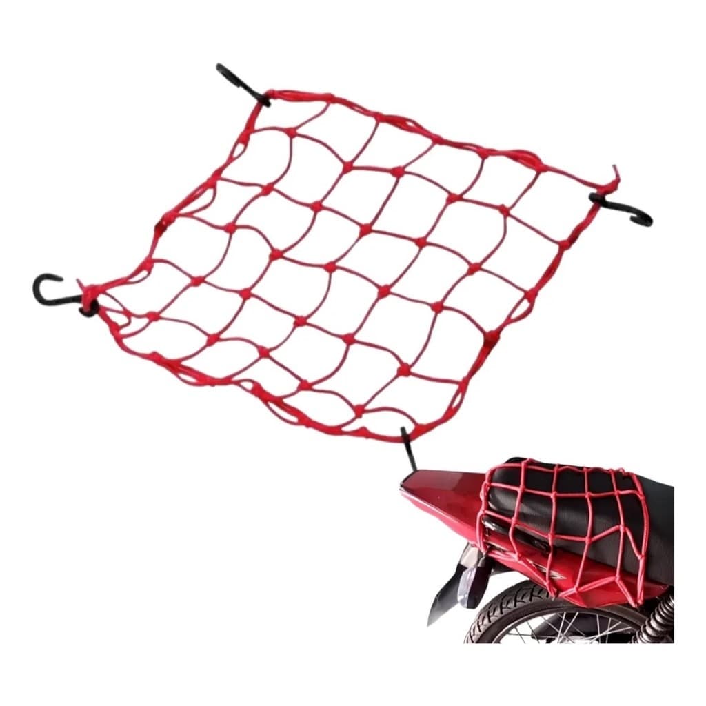 Rede Redinha Elastica Aranha 35x35 Moto Bagageiro Capacete Vermelha