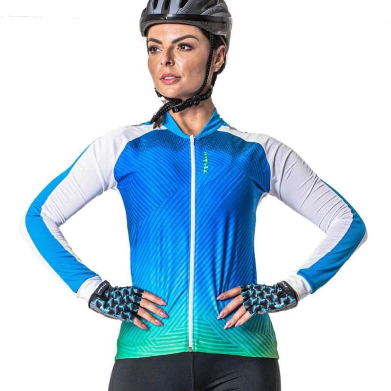 Camisa Ciclista Poker ML Total Zíper Shine UV 50+
