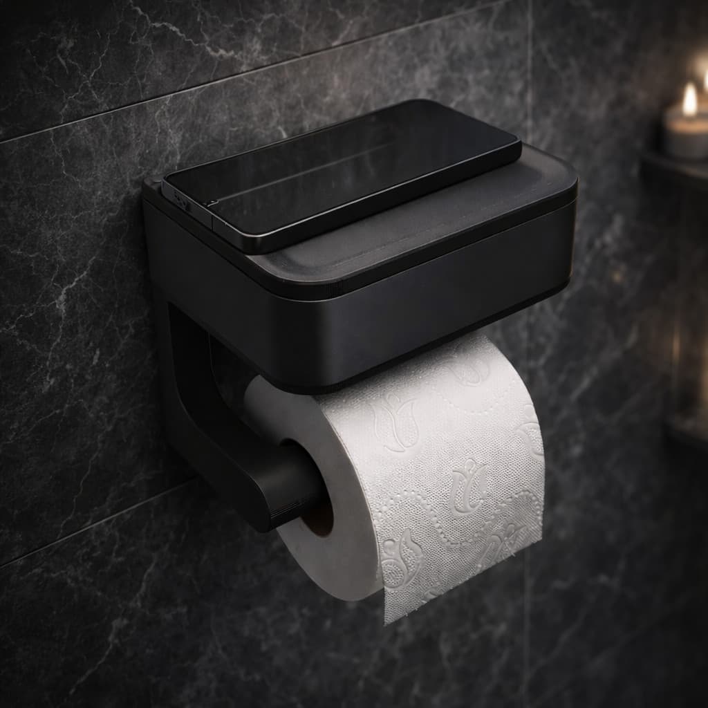 Porta Papel Higiênico Luxo com Gaveta Organizadora e Suporte - Para banheiro - Organizador de Banheiro Antiumidade
