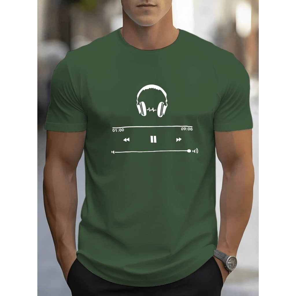 Camiseta Masculina Fone de Musica Lançamento Camiseta 100% Algodão Camisetão Solta Plus Size Camiseta - NB the Shirt