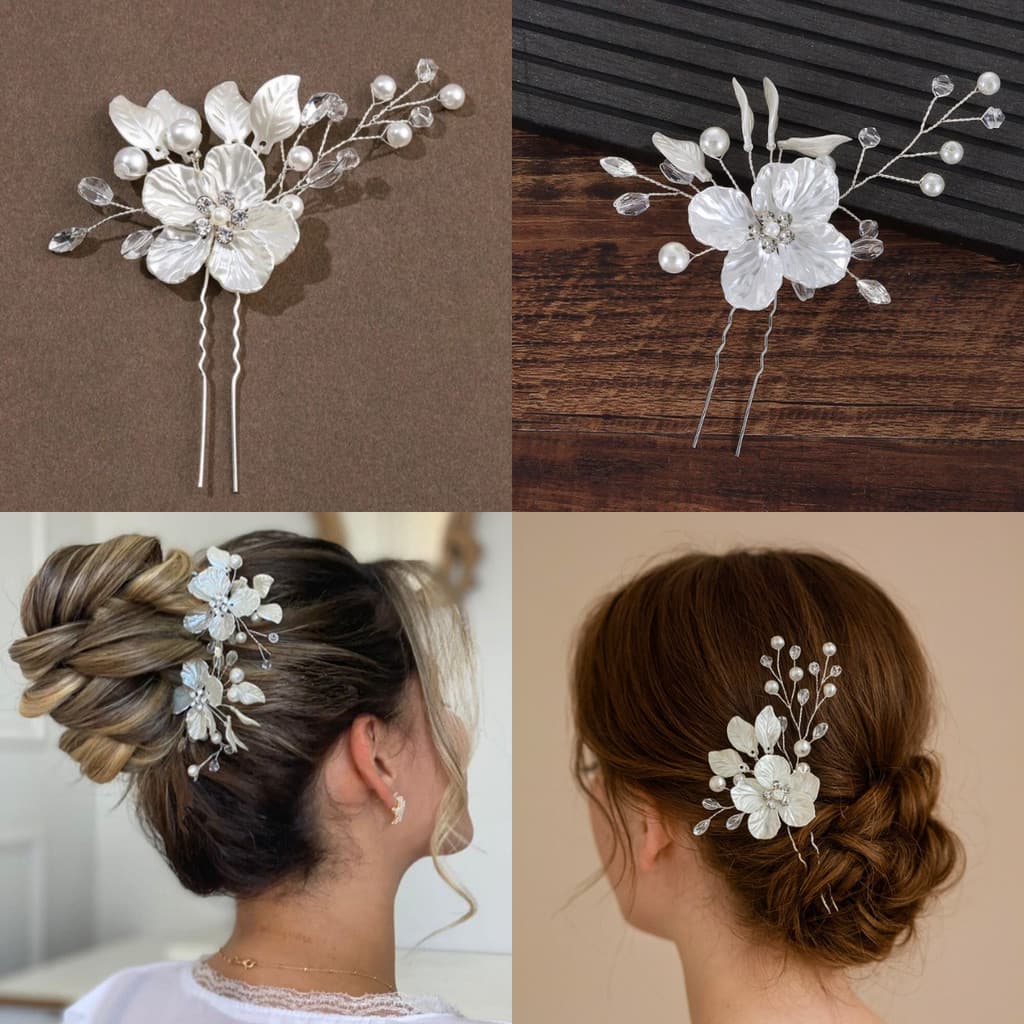 Kit 3 Grampos Perolados para Madrinhas e Noivas Casamento Daminha Florista Arranjo Floral Elegante