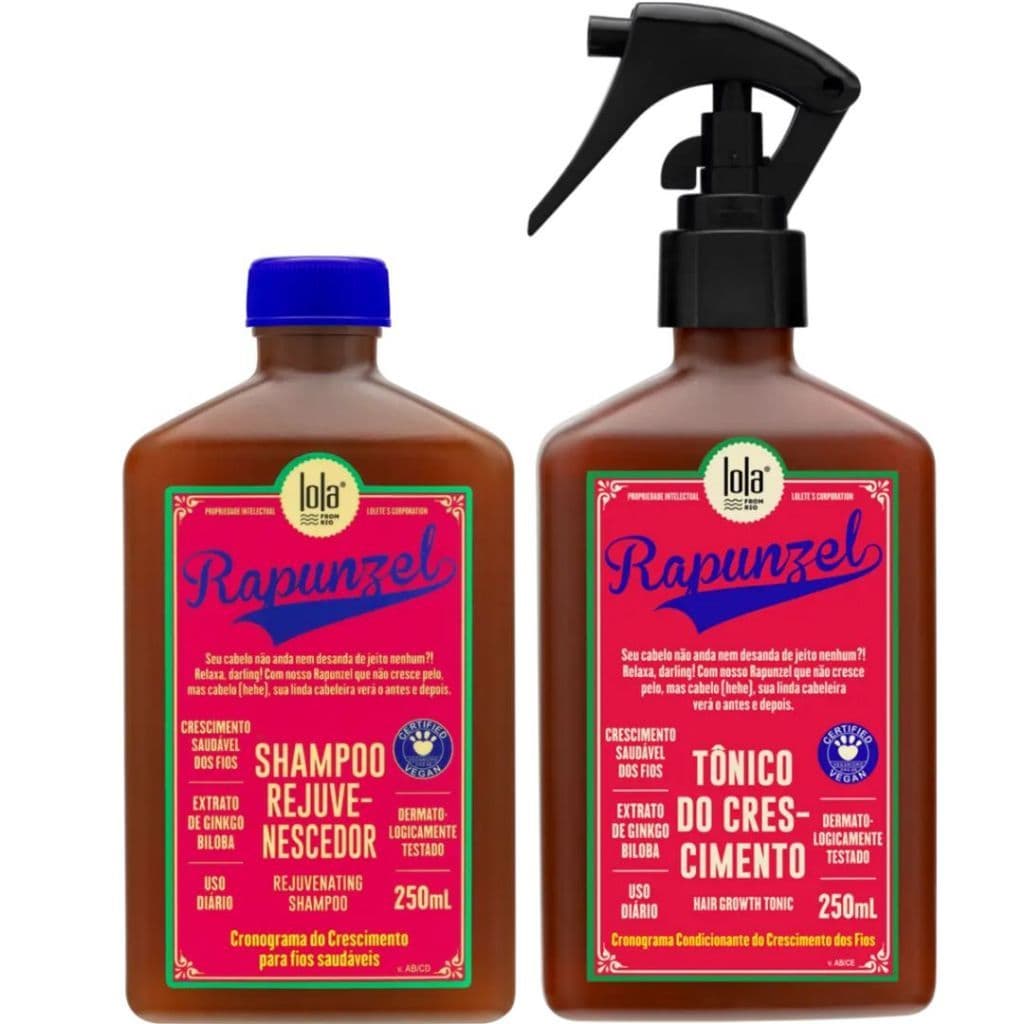 Kit Lola Cosmetics Crescimento Rapunzel    Shampoo e Tônico Capilar De Crescimento