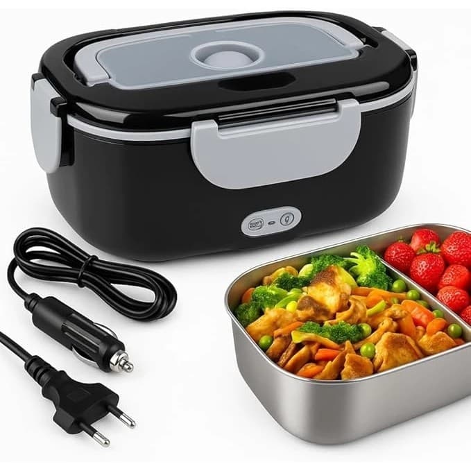 Marmita Elétrica Aquecedora Bivolt Térmica Pote Inox Esquenta Rápido Trabalho Faculdade Viagem