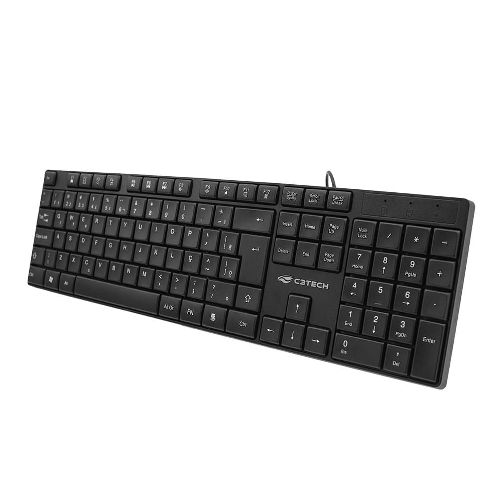 Teclado C3Tech com fio USB Multimídia Layout ABNT2 KB-M11B