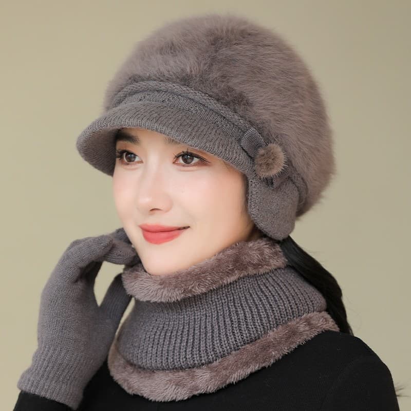Chapéu à prova de frio para idosos, chapéu grosso e quente de lã, mãe de inverno, chapéu de algodão de malha, vovó, imit